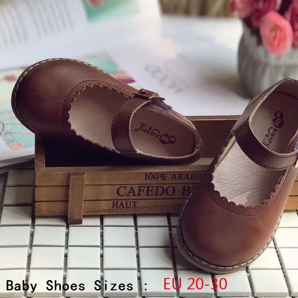 

2020 spring summer new girl leather shoes manual production retro children's princess shoes non-slip soft bottom kids baby