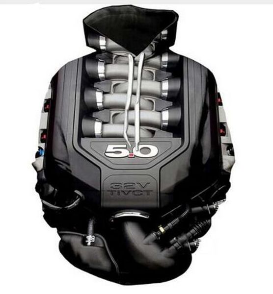 

new fashion hip hop sweatshirt men women 3d casual hoodies delicious 5.0l v8 engine harajuku style loose pullover hoodies us0131, Black