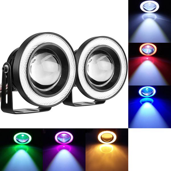 

gzkafolee 2pcs cob angel eyes fog lights lamp 3.5/3.0/2.5 inch led car headlight
