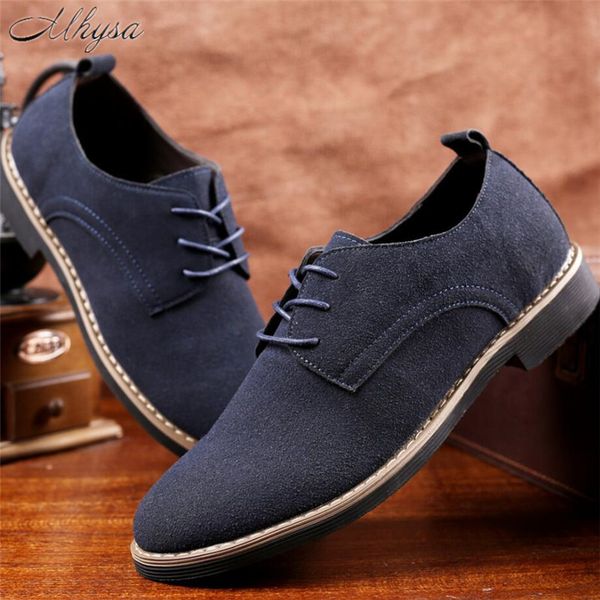 

mhysa 2019 autumn plus size 38-48 suede leather men casual flats waterproof oxford man shoes lace up for work male loafers, Black