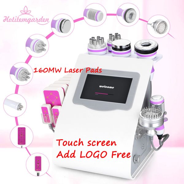 

9 in 1 touch screen ultrasonic cavitation 40k vacuum radio frequency cold hammer led laser body slim machine