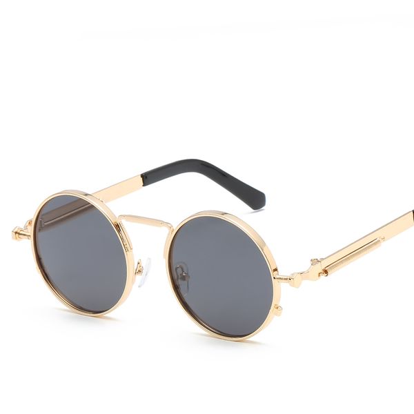 

2018 brand classic alloy frame steampunk sunglasses men hd polarized uv400 mirror male round sun glasses women female, White;black