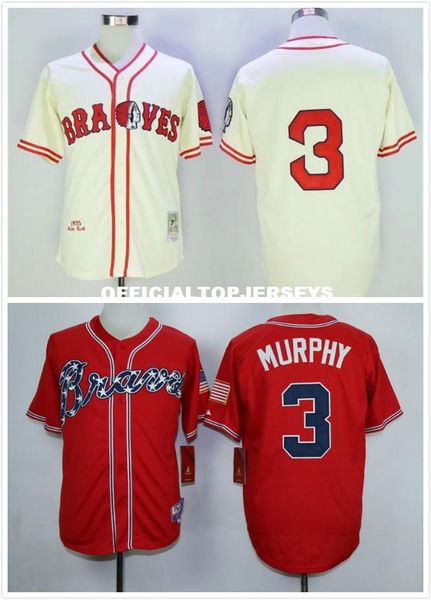 

3 dale murphy stitched jersey beige red retro jersey, Black;blue