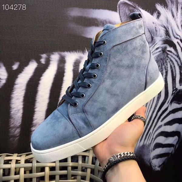 

super quality suede sneakers red bottom shoes men orlato flat veau velours gray men sneakers brand design wholesale ing, Black