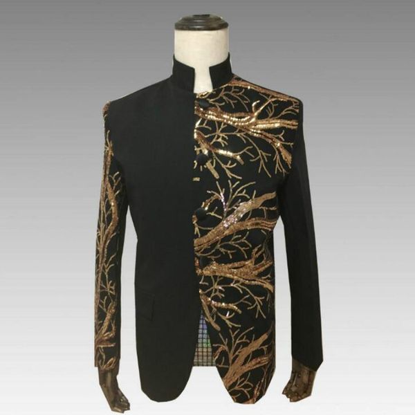 

men's suits tunic 2019 europe and the new ceremonies host stage chorus sequin costumes, White;black