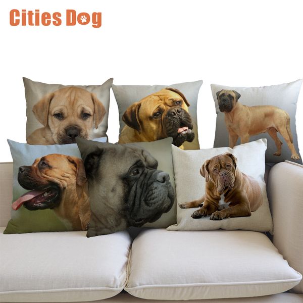 

animal dog decorative cushion pillows cojines linen bullfighting mastiff 45cm throw car sofa pillow cushions