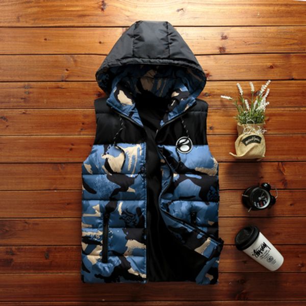 

2018 autumn and winter new cotton vest male camouflage vest thickening jacket large size, Black;white