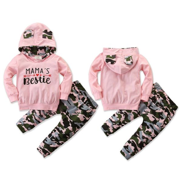 0-24M Newborn Baby Girls Clothes Hooded Tops T-shirt Camo Pants Leggings Outfits