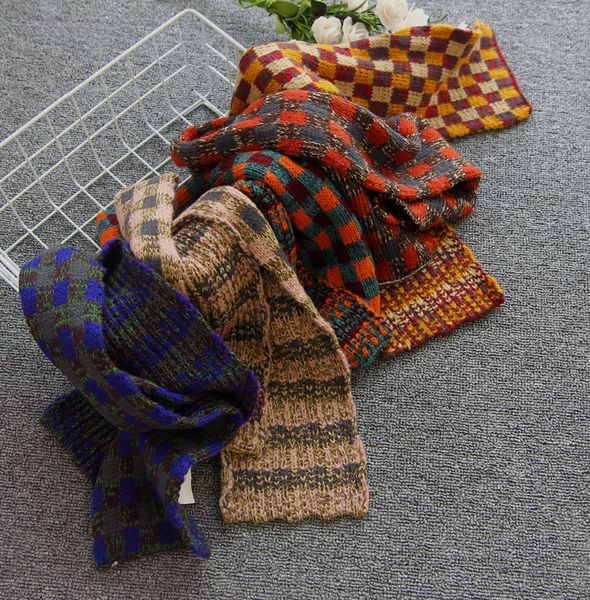 

2019 Knitting Wool Lattice Scarf Keep Warm Decoration More Function Scarf