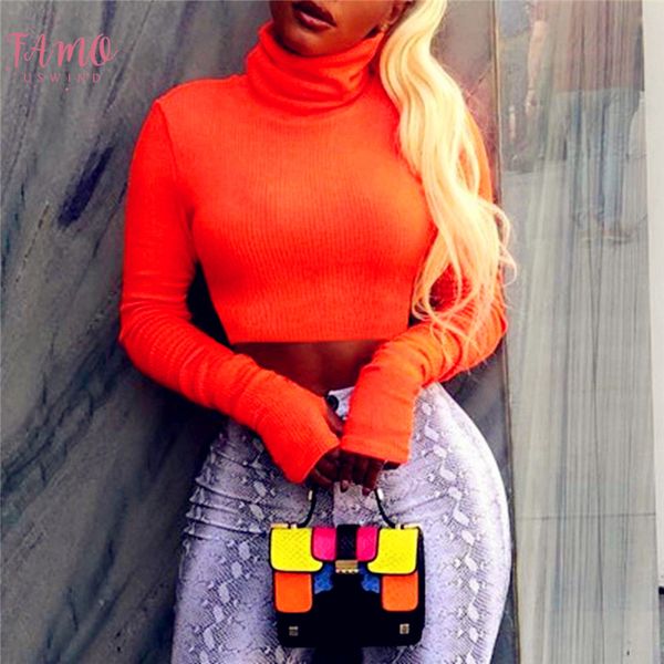 

женщины водолазка с длинным рукавом футболка slim fit черепаха шеи crop tops elegant party club tee shirt femme tshirt base, White