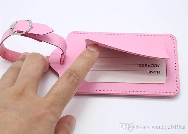 

20pcs 8colors pu leather suitcase luggage tag label bag pendant handbag portable travel accessories fashion optimization, Black