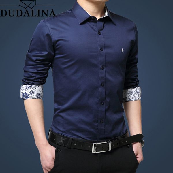 

Dudalina Рубашка Мужская 2019 Рубашка С Длинным Рукавом 100% Хлопок Повседневная Высокое
