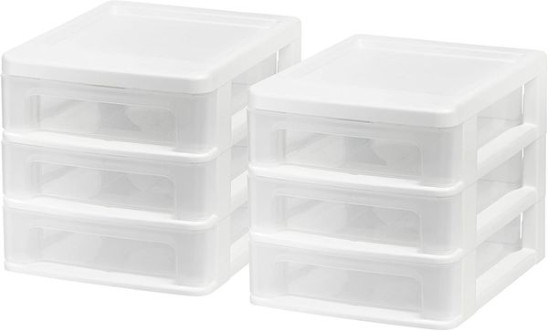 

compact desk3-drawer system, mini, white, 2 pack