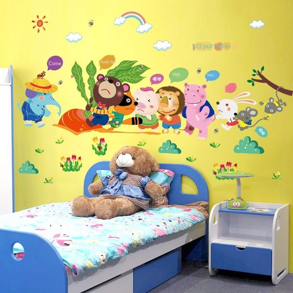

animal radish cartoon combination wall sticker children's room kindergarten wall decoration sticker