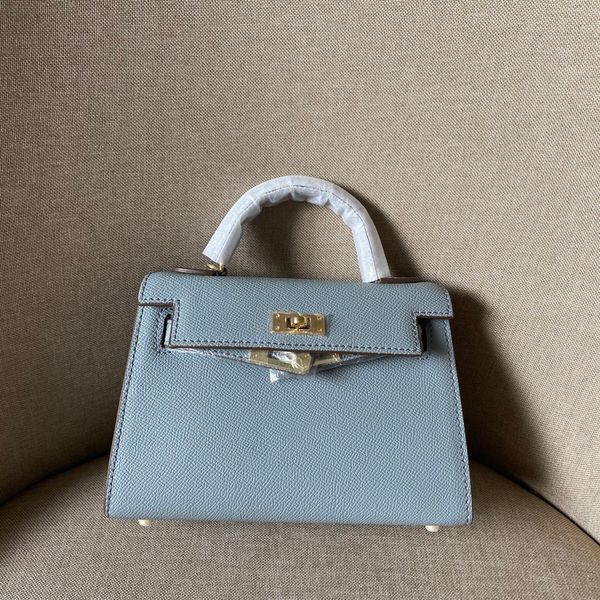 

light blue 19cm mini size women totes genuine leather bags shoulder bag with lock scarf horse fashion lady handbag 00