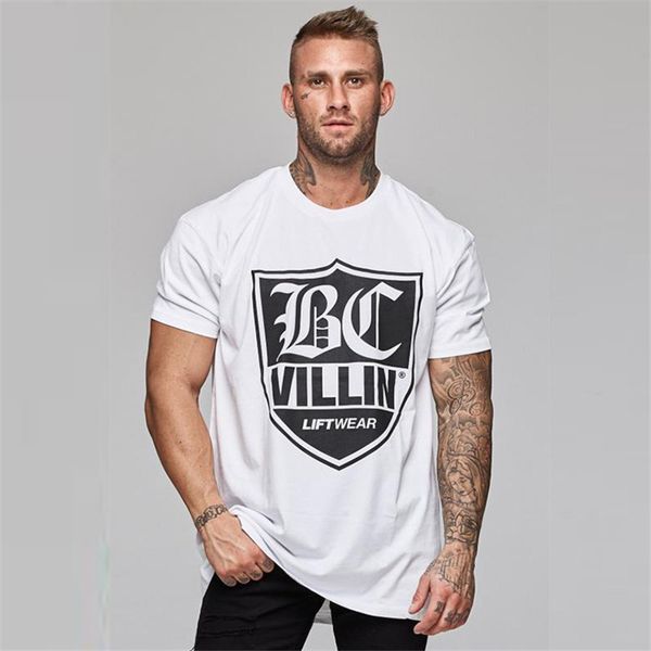 

frmaro new 2019 summer sports short-sleeved men's fitness running training t-shirt hip hop casual fitness t-shirt 2 color m-xxl, White;black