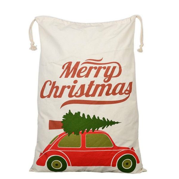 

clearance 1pcs christmas santa sack deer drawstring canvas santa bag new year christmas decorations for home stockings gift bag