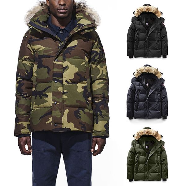 

classic canada men wyndham parka more than 90% white goose down jacket long hooded fur fashion warm coats, Black