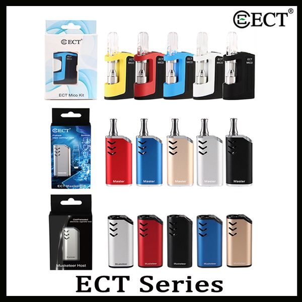

100% Оригинал ECT Мико Мушкетер Хост Master Kit Разогреть переменное напряжение 510 темы батареи густого масла Box Mod картридж Испаритель Vape наборы