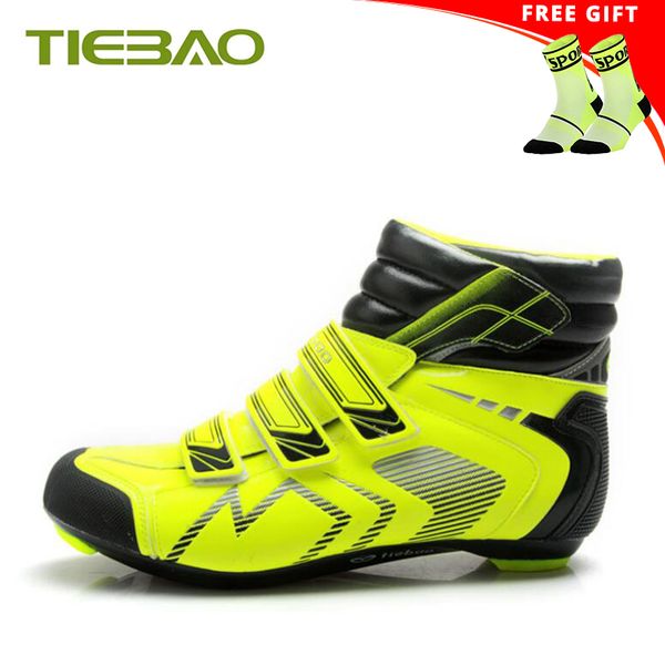 

tiebao winter cycling shoes road sapatilha ciclismo off road warmers outdoor snow bicycle boots self-locking superstar sneakers, Black