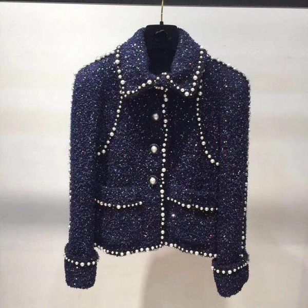 

2019 luxury jacket women pearl tweed jacket coat ddxgz2v 7.16, Black;brown