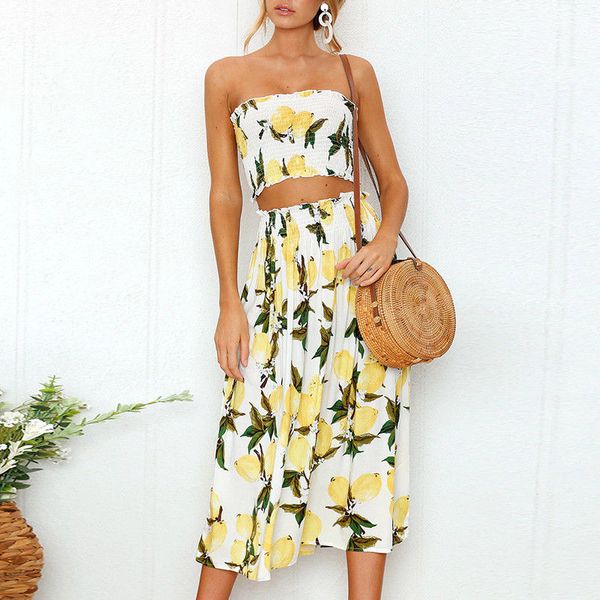 

fasion women off shoulder evening crop skirt party beach 2pcs set, White