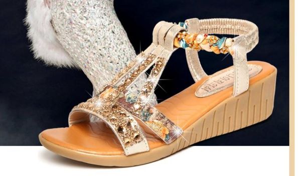 

2019 women's sandals in summer with new style slope heel@2505, Black