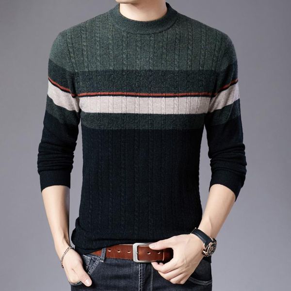 

100% шерсть мужчины knit tops свитер пуловер basic o шеи для зимы осени контрастировали вскользь bo21511231, White;black