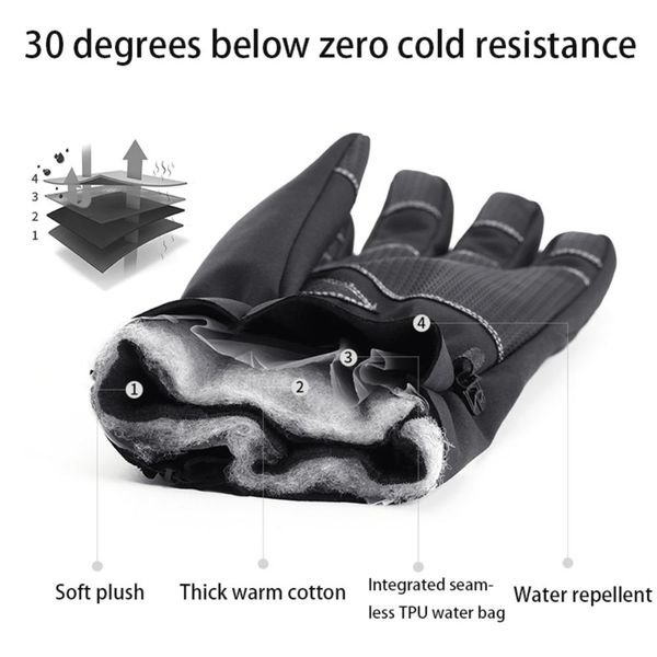 

men women winter gloves waterproof touchscreen gloves anti-slip cycling thicken warm for running climbing skiing riding