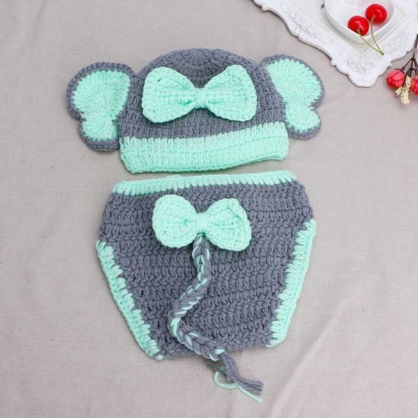 

drop ship newborn lovely elephant costume handmade knitting studio pgraphy props, Yellow