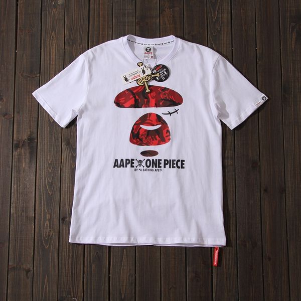 

2019 new spring summer fashion aapexbape one piece t-shirt colorblock ape printed loose casual t shirt for men and women couple t-shirt 02, White;black