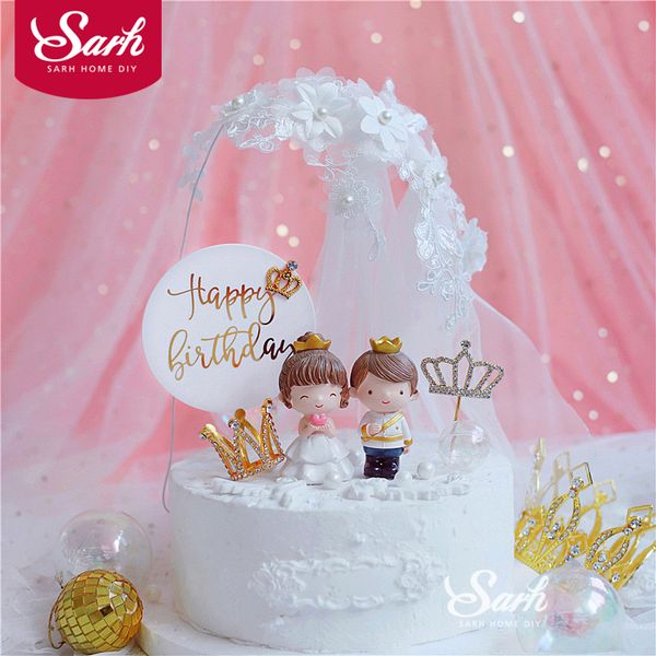

princess prince wedding decoration for valentine crown cake ers wife husband anniversary party supplies baking lovely gifts