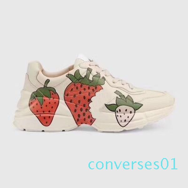 

mens rhyton casual shoes dad sneaker paris fashion luxury designer women shoe platform sports strawberry wave mouth tiger web print co2, Black