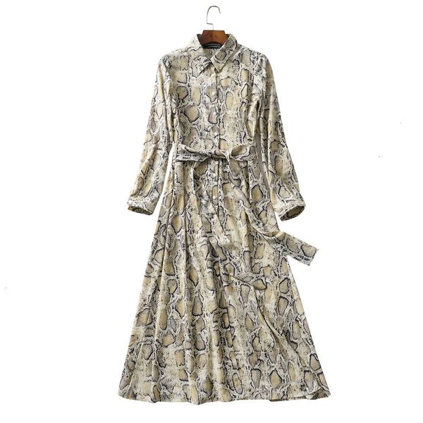 

leopard vintage print ankle length dress tie sashes long sleeve animal pattern chic robe maxi dress casual vestidos designer clothes, Black;gray
