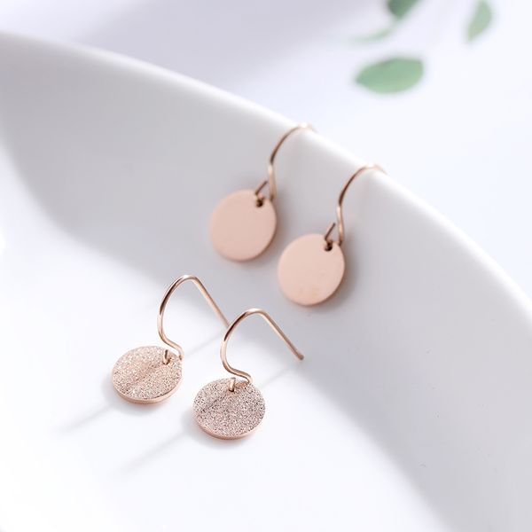 

minimalism pink gold color stainless steel earrings for women accessories, fashion round matte earings friends gfts jewelry, Silver