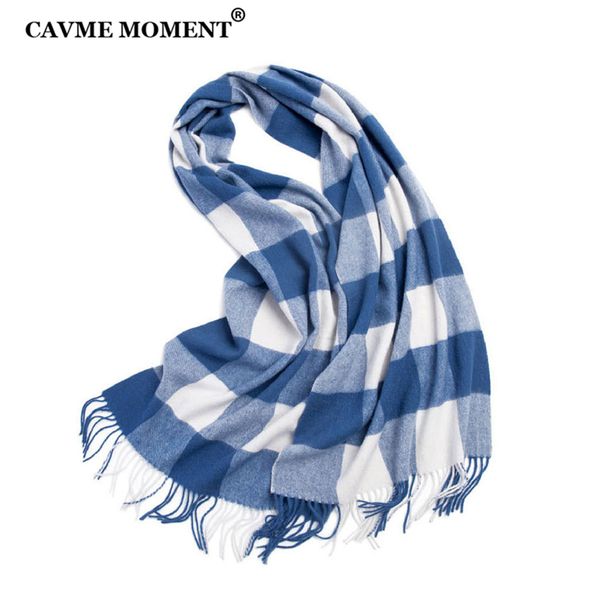 

cavme plaid wool scarf scarves men's plaid long scarf for women warps with tassel luxury gift custom name/logo, Blue;gray
