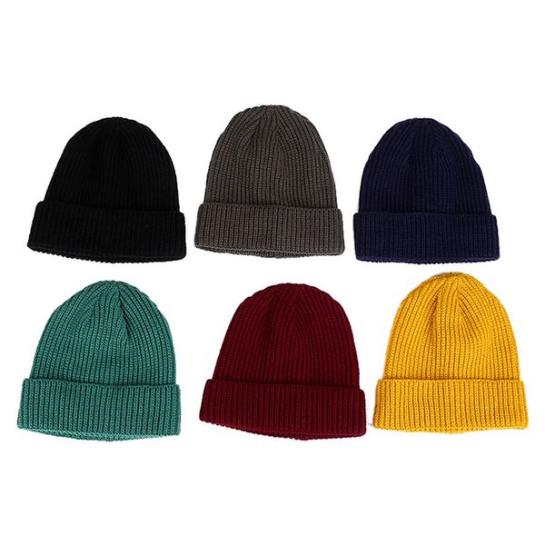 

short knit ski hat autumn winter outdoor warm retro single layer cuffed vertical cap soft warm ski cap