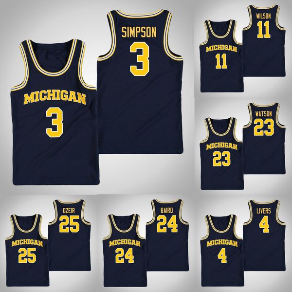 

zavier simpson michigan wolverines kids isaiah livers ibi watson luke wilson c.j. baird stitched youth college basketball jersey, Black