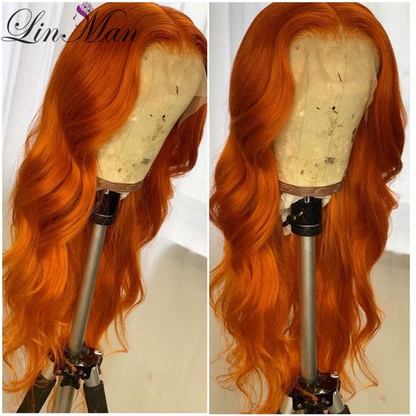 

lin man lace front wig with baby hair orange color human hair curly glueless pre plucked line for black women, Black;brown