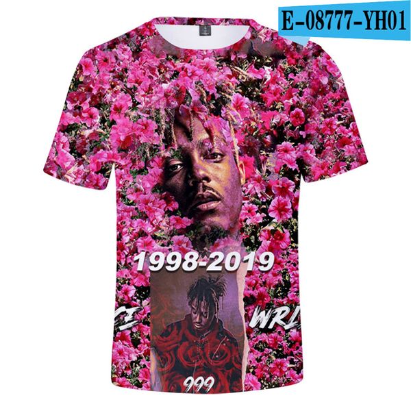 

rip juice wrld t-shirt fashion hip hop singer 3d digital color print personalized casual short sleeve t-shirt size 2xs-4xl, White;black