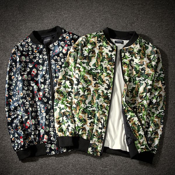 

jacket loose men s bomber jacket men casual hip hop baseball collar print fashion jacket smooth streetwear, Black;brown