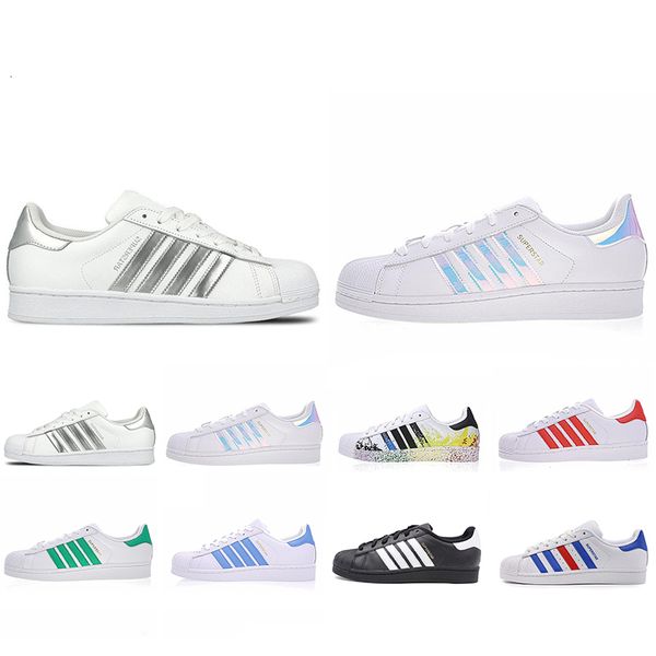 

new arrival super star running shoes white hologram iridescent junior superstars 80s pride womens mens trainers superstar designer 36-44