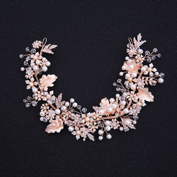 

handmade rose gold headband wedding bridal flower crown tiara crystal rhinestone hair accessories jewelry princess queen headpiece headdress, Silver