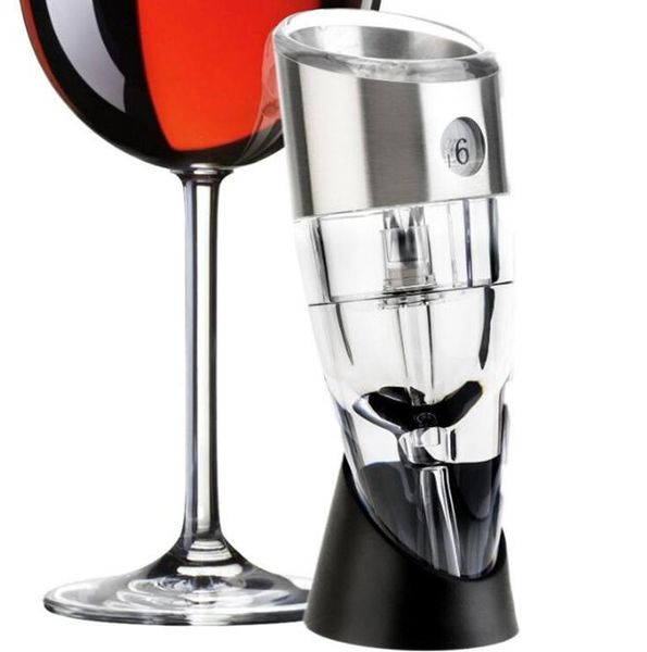 Aeratore per vino regolabile a 6 velocità Aeratore per vino ad aerazione rapida Vino rosso Whisky Aeratore magico Decanter Beccuccio versatore con supporto Strumenti per barra