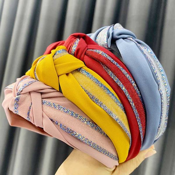 

hair accessories 2021 fashion solid color knotted headband for women fabric hoop girls hairband head wide band