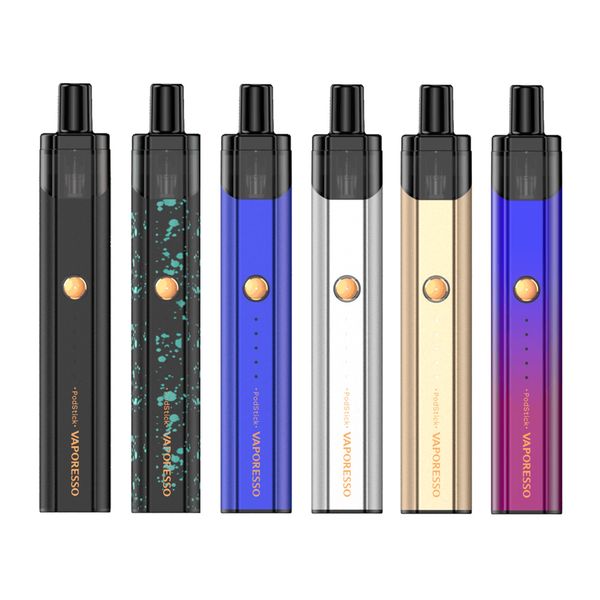 

Оригинальный Vaporesso PodStick Vape Pod System Kit Встроенный 900mAh аккумулятор 2мл Pod с 0.6ohm Мешхед 1.3ohm CCELL Coil