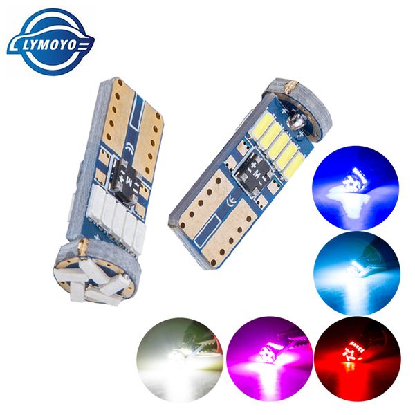 

lymoyo 10pcs t10 led w5w canbus t10 15led 3014smd led no error 194 168 interior instrument reading light bulb plate lamp dc12v