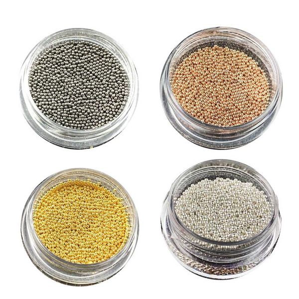 

1 boxed 0.8mm 3d metal micro beads stainless steel diy nails art accessories fashion rose gold silver beads nail art tools, Silver;gold
