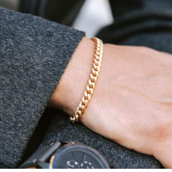 

клиренс из нержавеющей стали умерь кубы мужская браслет золото и серебро цвет мужской браслет 3.6mm 5мм высылаем испанский склад, Black