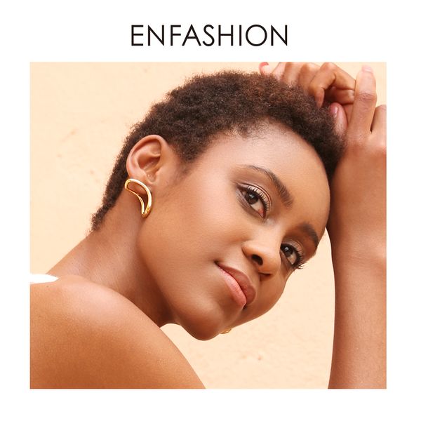 

enfashion punk geometric curve stud earrings for women gold color three dimensional earings fashion jewelry oorbellen ec191026, Golden;silver